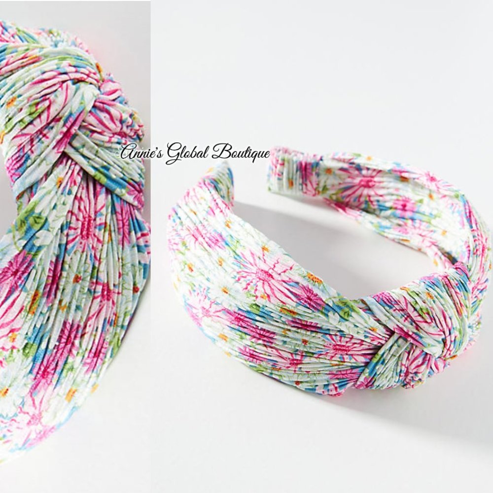 VERY RARE NWT ANTHROPOLOGIE Daisy Pleated Knotted Headband. - Picture 5 of 7